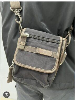 DIESEL | Men's Crossbody Vintage Gray Distressed Denim Bag